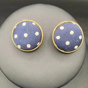 Pretty Woman Polo Navy and White Polka Dot Clip On Earrings Ellen Designs